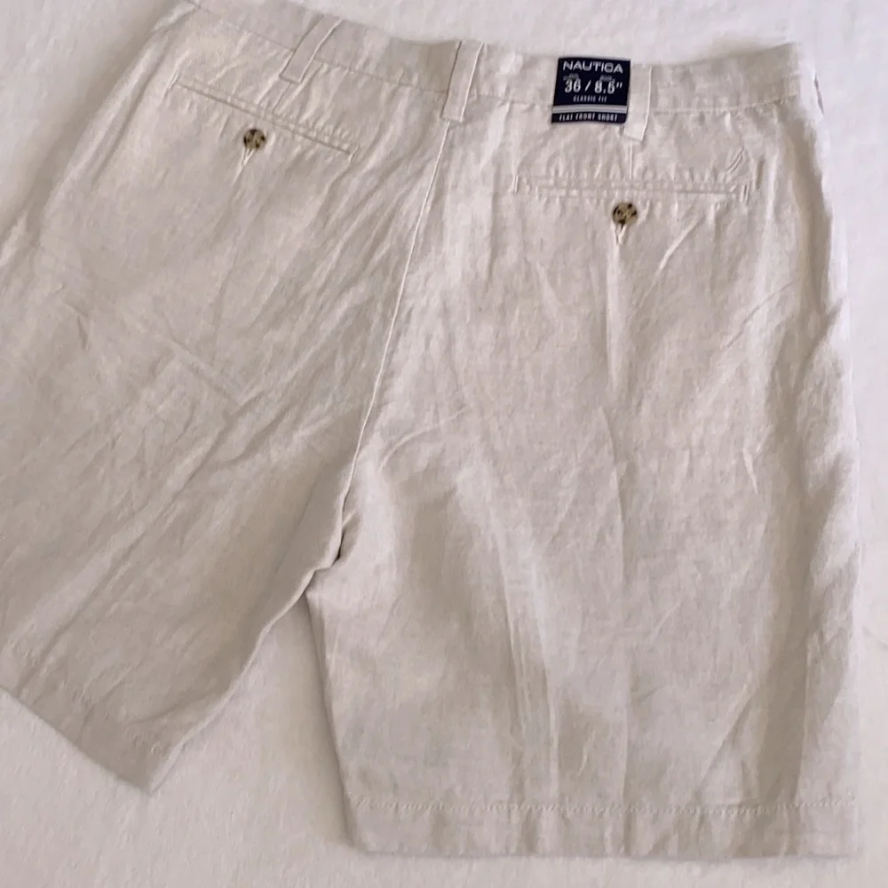 {NWT} Nautica | Linen Cotton Blend Classic Fit Flat Front Short Wheat Flax (36) - Picture 10 of 15
